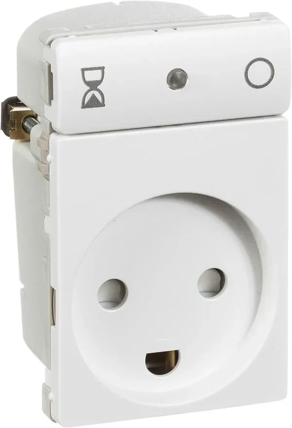 LK FUGA Timer stikkontakt – 2-pol, 10A – 1,5 modul hvid - Sikshop