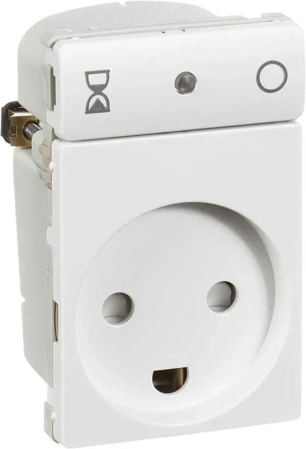 LK FUGA Timer stikkontakt – 2-pol, 10A – 1,5 modul hvid - Sikshop