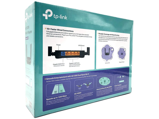 TP-Link Archer C64 AC1200 Dual Band Wi-Fi 5 Router – 4× Gigabit LAN