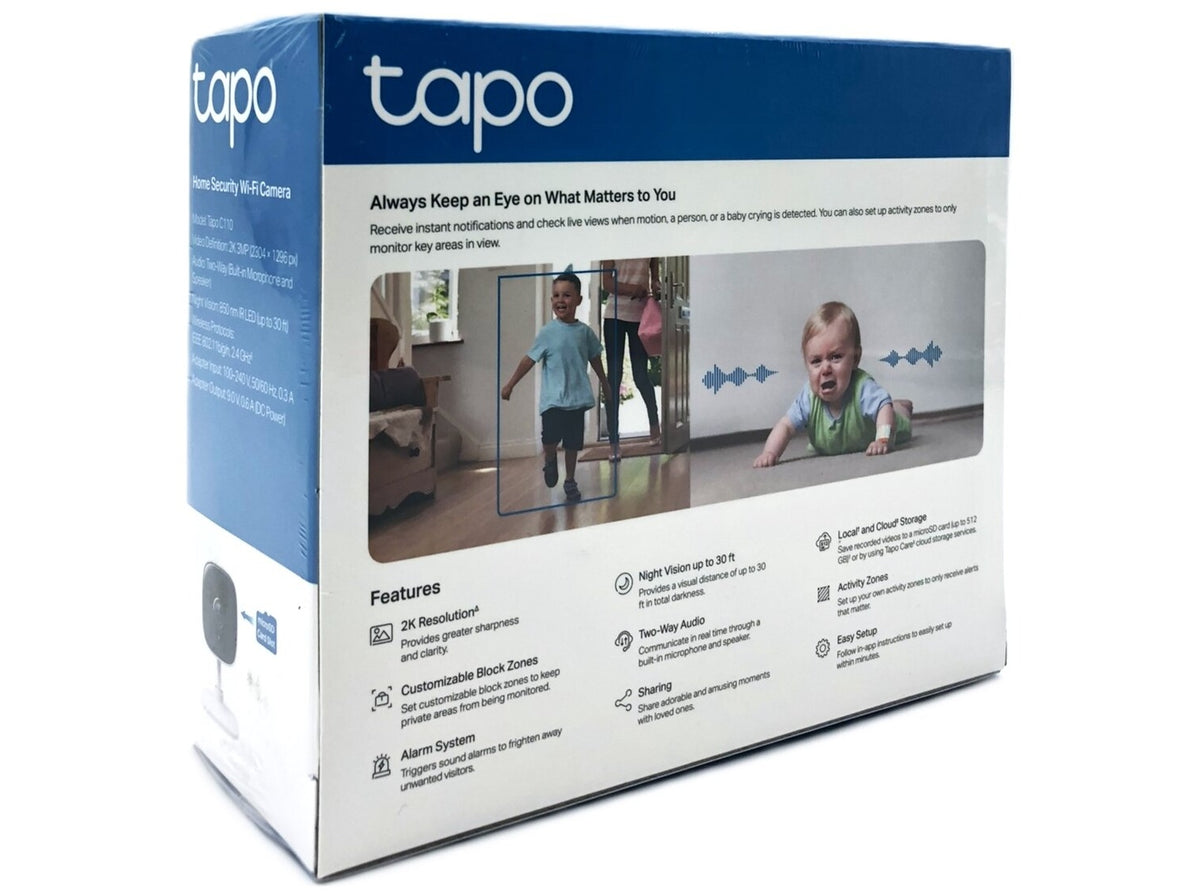 TP-Link Tapo C110 3MP Wi-Fi Overvågningskamera – 1296p, Nattesyn, Tovejstale