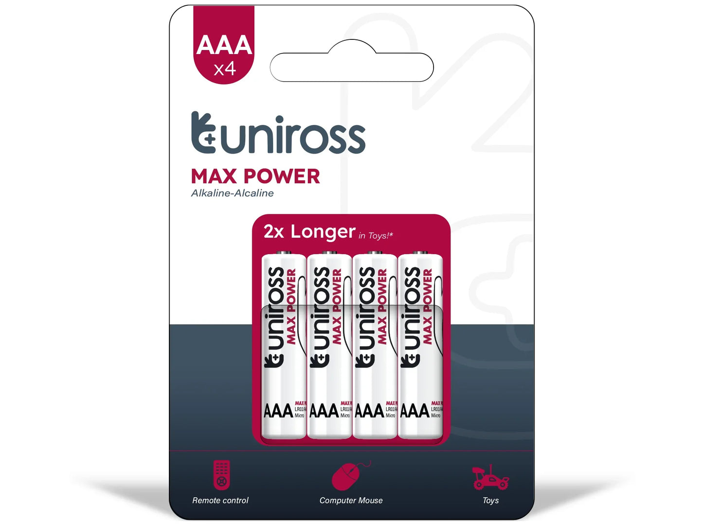 Uniross Max Power AAA / LR03 Alkaline Batterier – 1300 mAh (4 stk.)