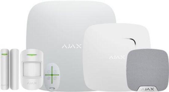 AJAX Alarm Startpakke 2 med Røgalarm og Indendørs Sirene - Hvid - Komplet Sikkerhedsløsning - Sikshop