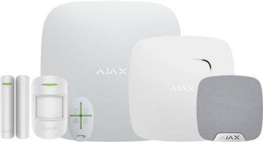 AJAX Alarm Startpakke 2 med Røgalarm og Indendørs Sirene - Hvid - Komplet Sikkerhedsløsning - Sikshop