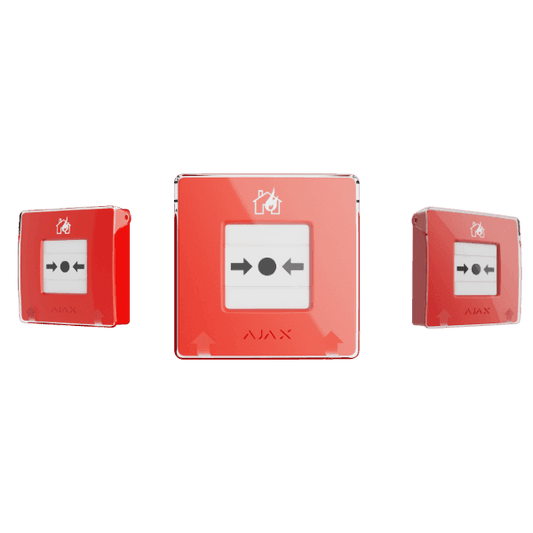 Ajax Manual Call Point Rød – Trådløst Brandtryk med Programmerbare Scenarier - Sikshop
