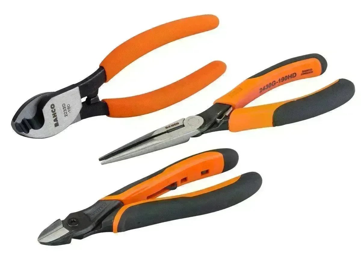 Bahco Ergo™ Tangsæt med Spidstang, Sidebidetang og Kabelsaks – 3 Dele - Sikshop