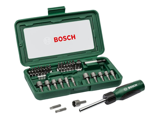 Bosch Skruetrækker med Bitsæt – 46 Dele i Etui - Sikshop