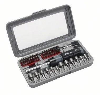 Bosch Skruetrækker med Bitsæt – 46 Dele i Etui - Sikshop