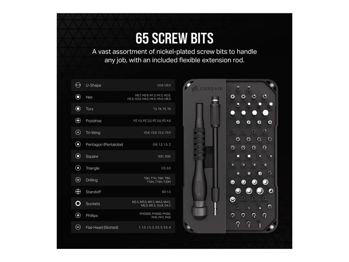 CORSAIR PC DIY Præcisionsværktøjssæt – 67 dele - Sikshop