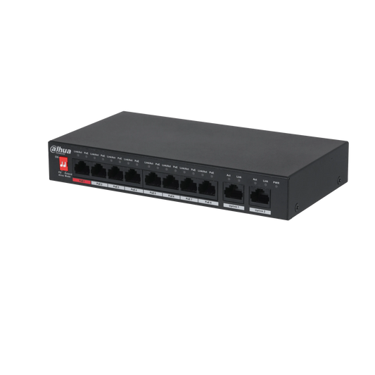 Dahua PFS3010-8ET-96-V2 – 8 Port PoE Switch (96W) med PSU - Sikshop