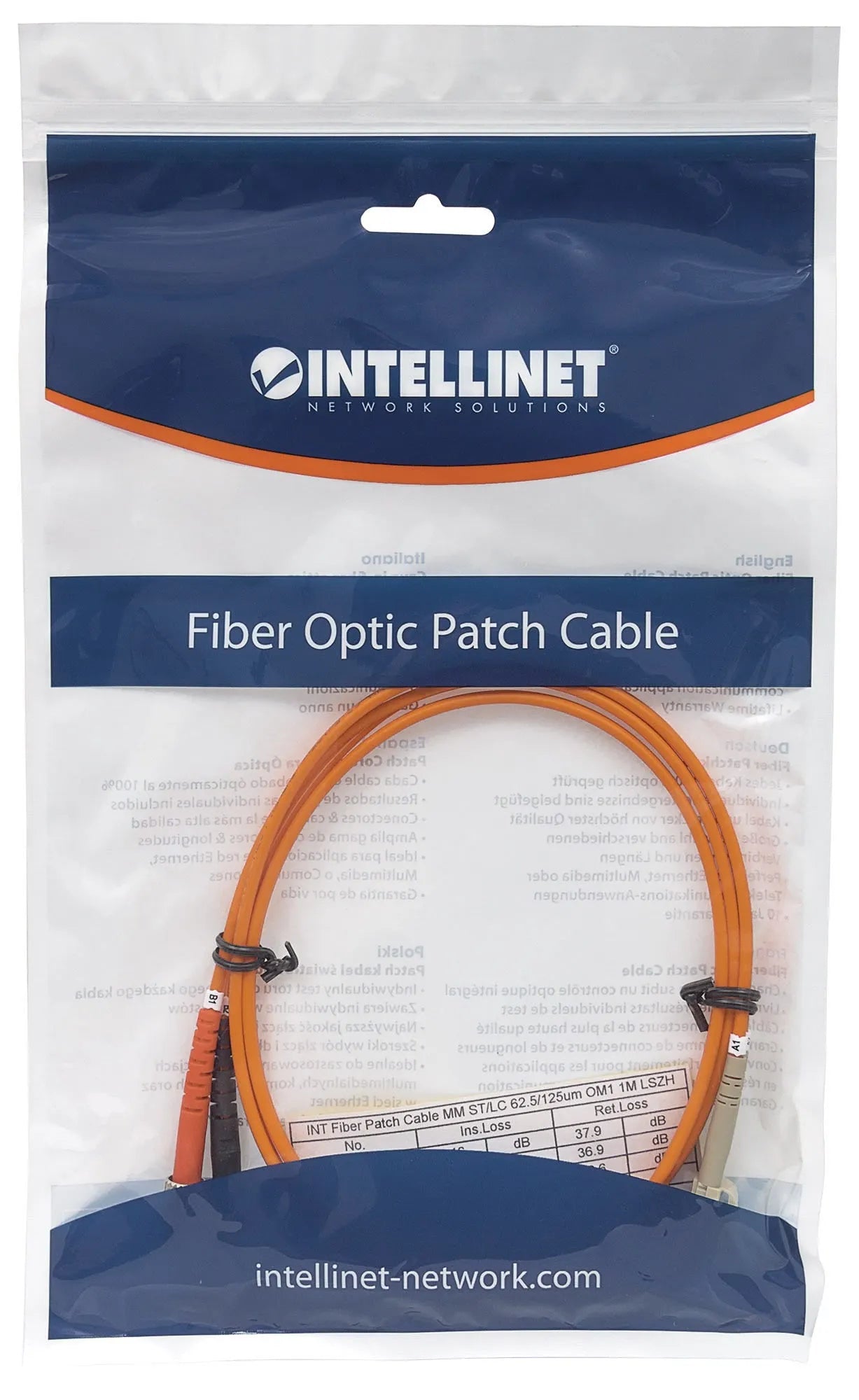 Intellinet 3m LC/ST Fiberoptisk Kabel – OM1 Multimode Duplex (Orange) - Sikshop