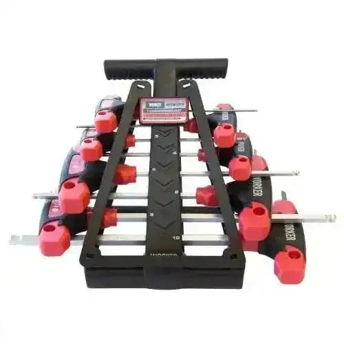 WORKER unbrako-nøglesæt med T-greb – 8 størrelser i stander - Sikshop