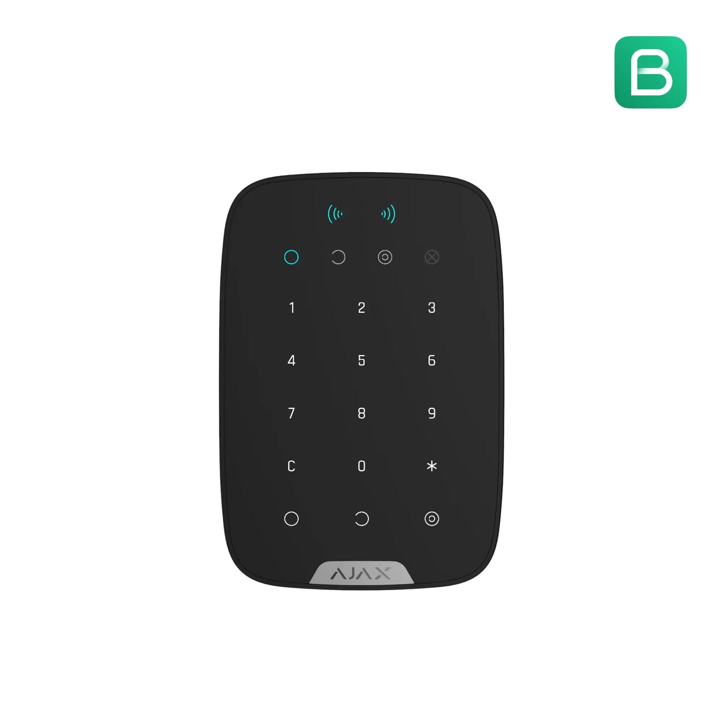Ajax KeyPad Plus Jeweller Sort – Trådløst betjeningspanel med briklæser - Sikshop