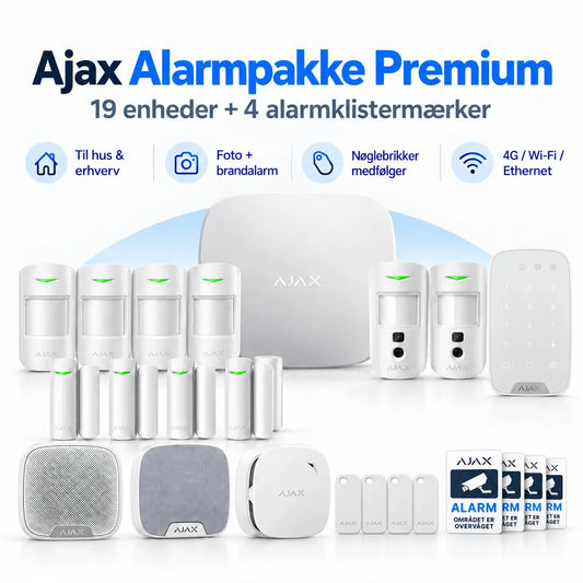 Ajax Alarmpakke Premium – Trådløs tyverialarm med fotoverifikation og brandalarm