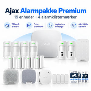 Ajax Alarmpakke Premium – Trådløs tyverialarm med fotoverifikation og brandalarm