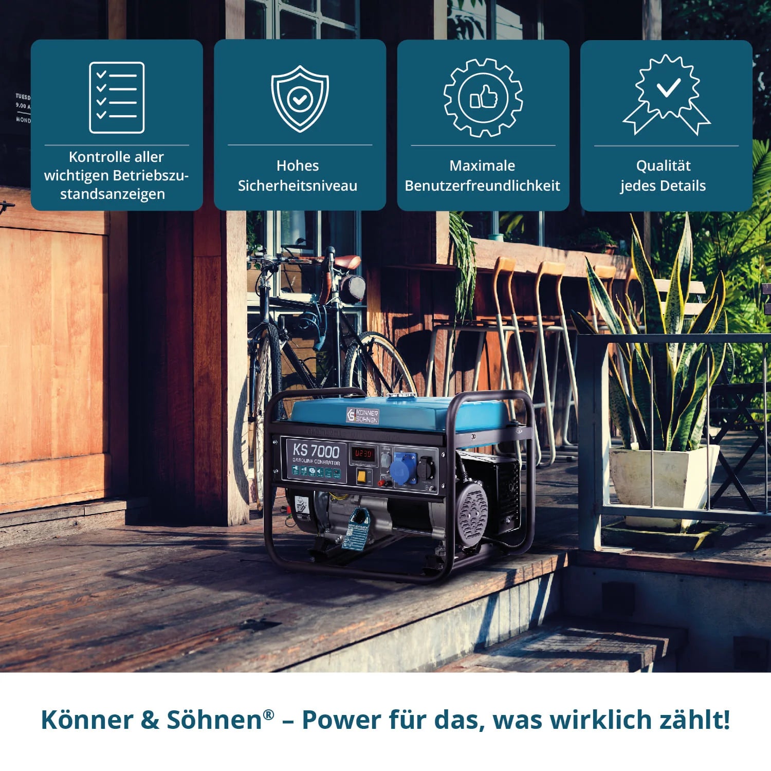Könner & Söhnen KS 7000 – Kraftfuld 5,5 kW benzindrevet generator til hjem og erhverv - Sikshop