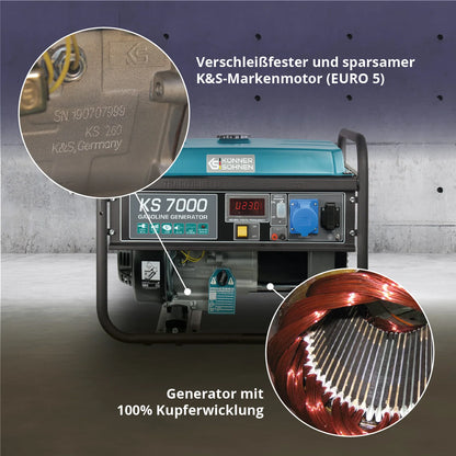 Könner & Söhnen KS 7000 – Kraftfuld 5,5 kW benzindrevet generator til hjem og erhverv - Sikshop