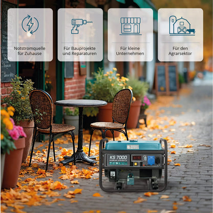 Könner & Söhnen KS 7000 – Kraftfuld 5,5 kW benzindrevet generator til hjem og erhverv - Sikshop