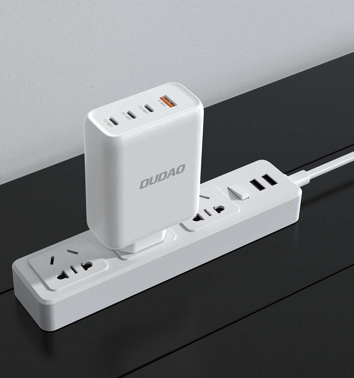 Dudao A140EU 140W GaN Vægoplader – 3× USB-C + 1× USB-A