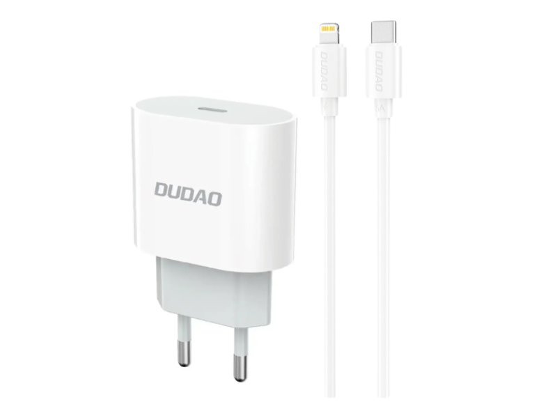Dudao A14EUL 20W USB-C Oplader med USB-C til Lightning Kabel – Hvid
