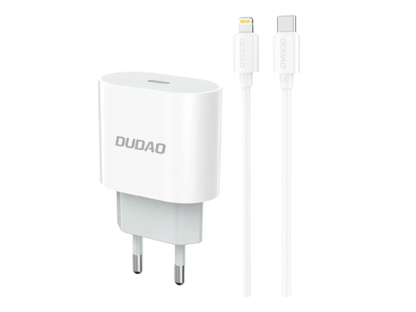 Dudao A14EUL 20W USB-C Oplader med USB-C til Lightning Kabel – Hvid