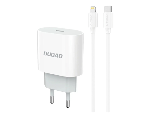 Dudao A14EUL 20W USB-C Oplader med USB-C til Lightning Kabel – Hvid