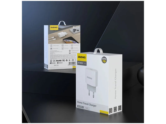 Dudao A14EUL 20W USB-C Oplader med USB-C til Lightning Kabel – Hvid