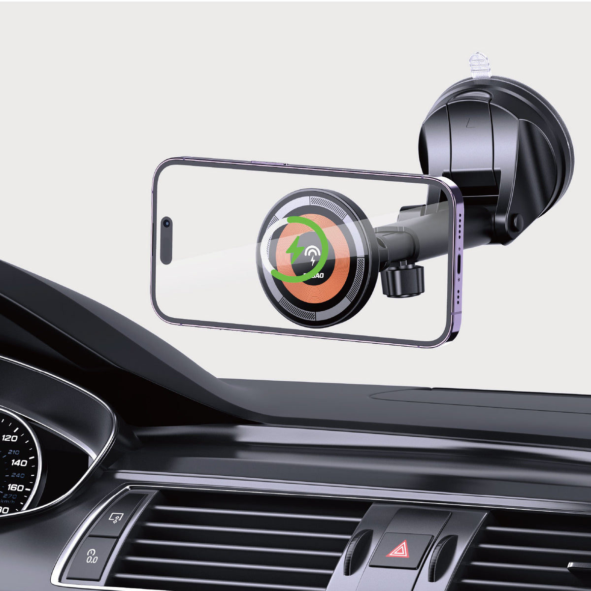 Dudao F12MAX+ MagSafe Bilholder med Trådløs Opladning – 15W, Sort
