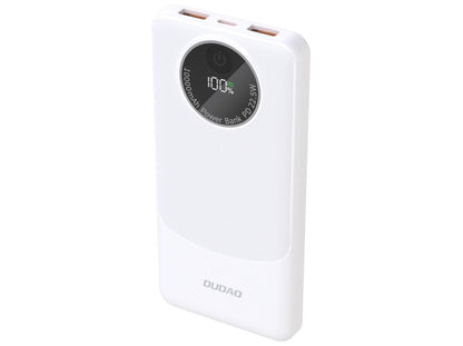 Dudao K12 Powerbank 10000mAh – 22,5W, USB-C + 2× USB-A, Hvid