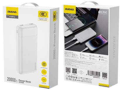 Dudao K18Pro Powerbank 20000mAh – 10W, Hvid