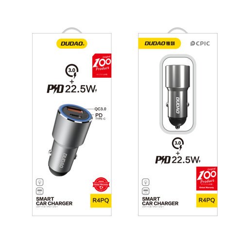 Dudao R4PQ 22,5W Biloplader – USB-C PD + USB-A QC 3.0