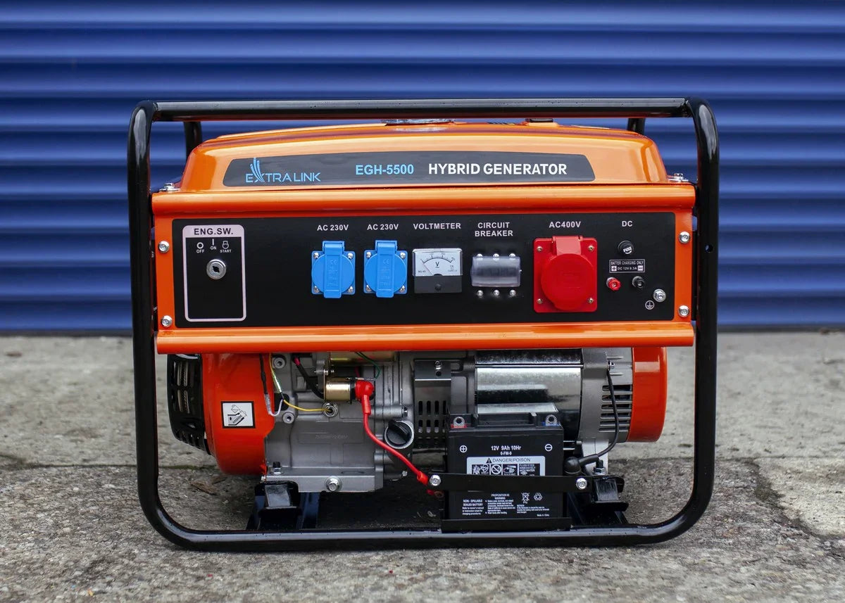 Extralink EGH-5500 Hybrid Generator – 5.5 kW Benzin, LPG & Naturgas (3-faset) - Sikshop