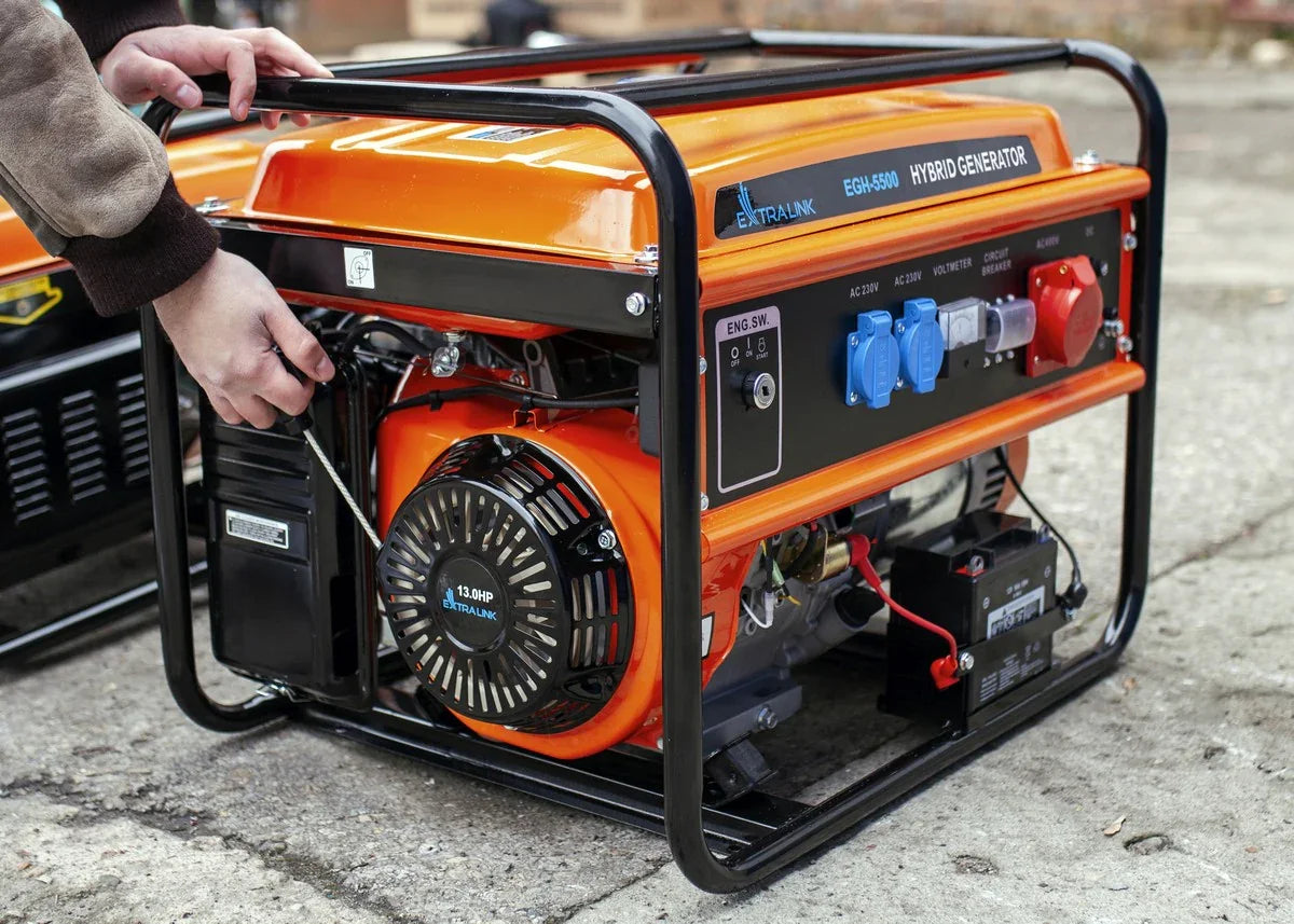Extralink EGH-5500 Hybrid Generator – 5.5 kW Benzin, LPG & Naturgas (3-faset) - Sikshop