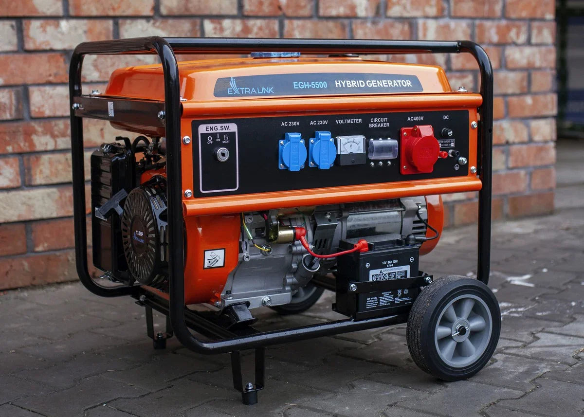 Extralink EGH-5500 Hybrid Generator – 5.5 kW Benzin, LPG & Naturgas (3-faset) - Sikshop