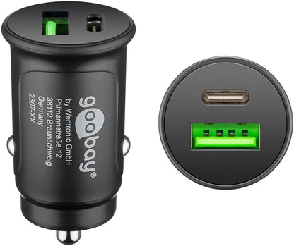 Goobay Dual-USB Biloplader 27W – USB-C PD + USB-A QC 3.0