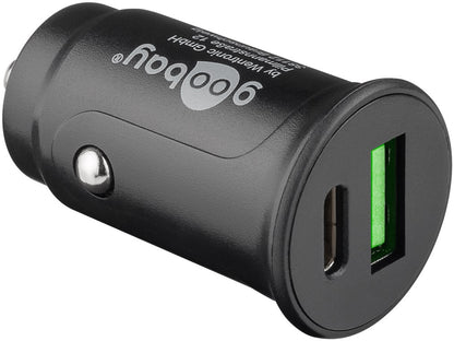 Goobay Dual-USB Biloplader 27W – USB-C PD + USB-A QC 3.0