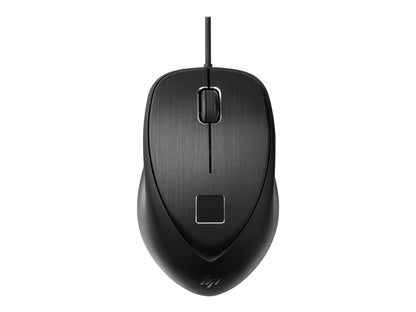 HP Fingerprint Mouse – Kablet USB-mus med Fingeraftrykslæser, 1600 DPI, Sort