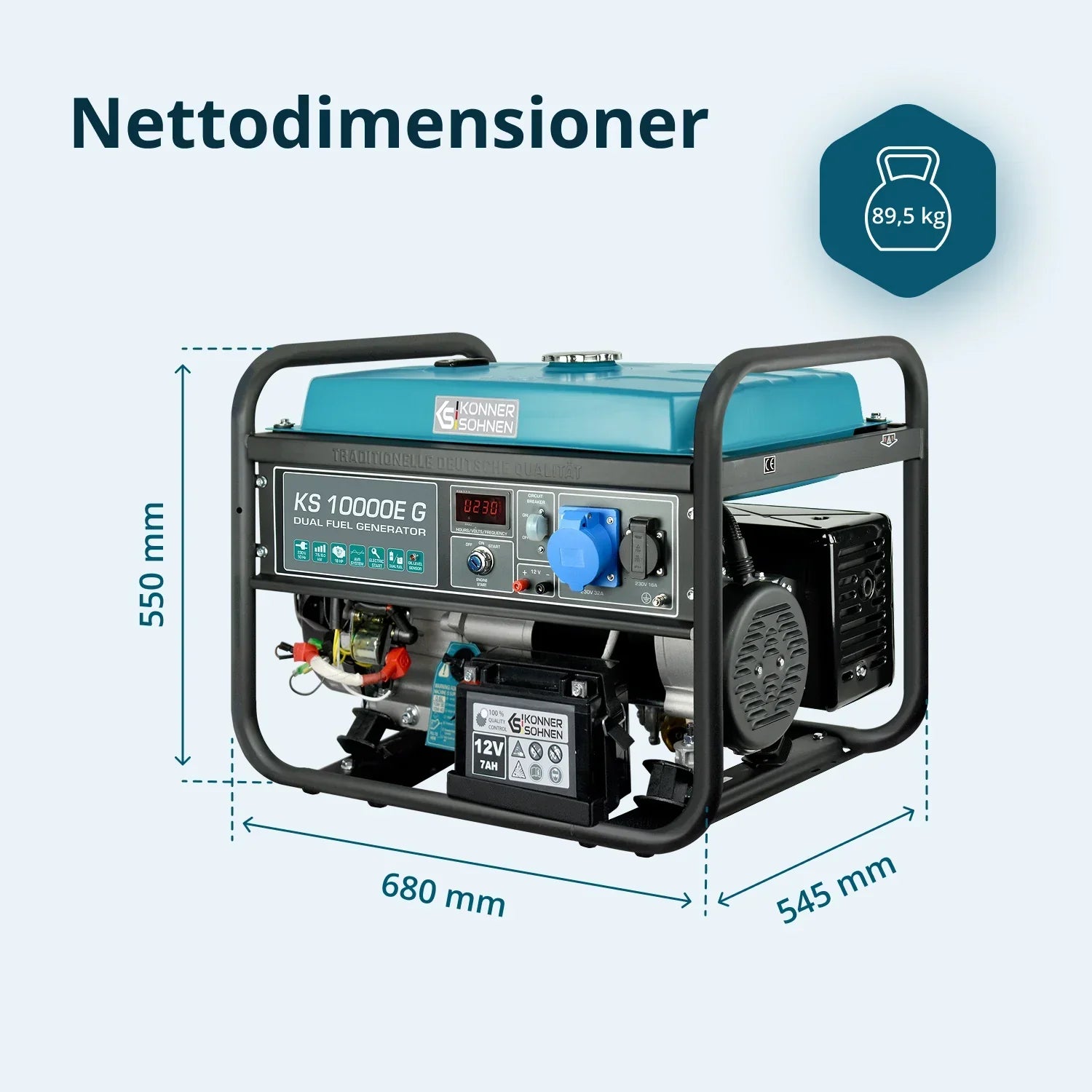 Könner & Söhnen KS 10000E G – Kraftfuld 8.0 kW LPG/Benzin Dual Fuel Generator - Sikshop