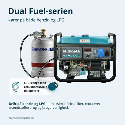 Könner & Söhnen KS 10000E G – Kraftfuld 8.0 kW LPG/Benzin Dual Fuel Generator - Sikshop