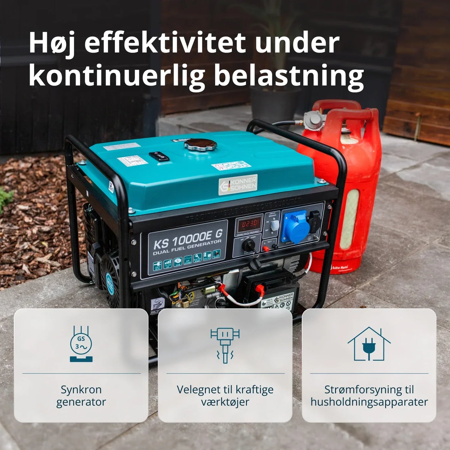Könner & Söhnen KS 10000E G – Kraftfuld 8.0 kW LPG/Benzin Dual Fuel Generator - Sikshop