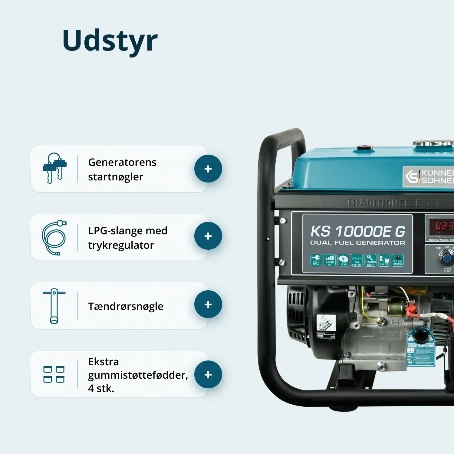 Könner & Söhnen KS 10000E G – Kraftfuld 8.0 kW LPG/Benzin Dual Fuel Generator - Sikshop