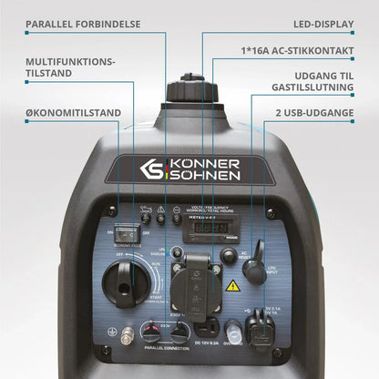 LPG/benzin Inverter Generator – Könner & Söhnen KS 2100iG S (2.0 kW)