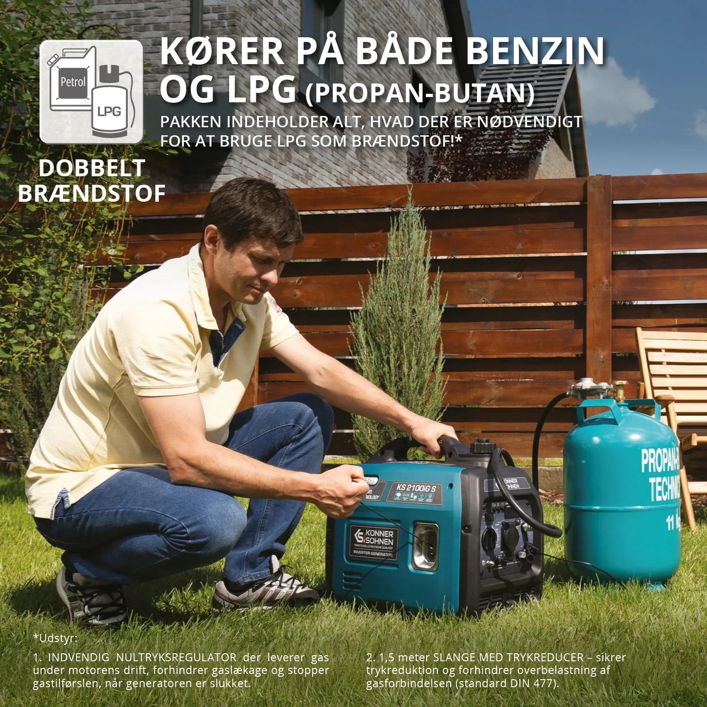 LPG/benzin Inverter Generator – Könner & Söhnen KS 2100iG S (2.0 kW)