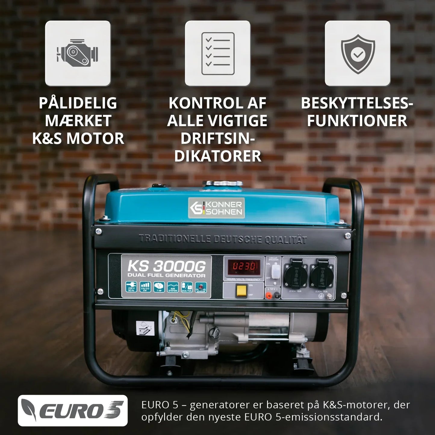 Könner & Söhnen KS 3000G – 3.0 kW LPG/Benzin Dual Fuel Generator - Sikshop