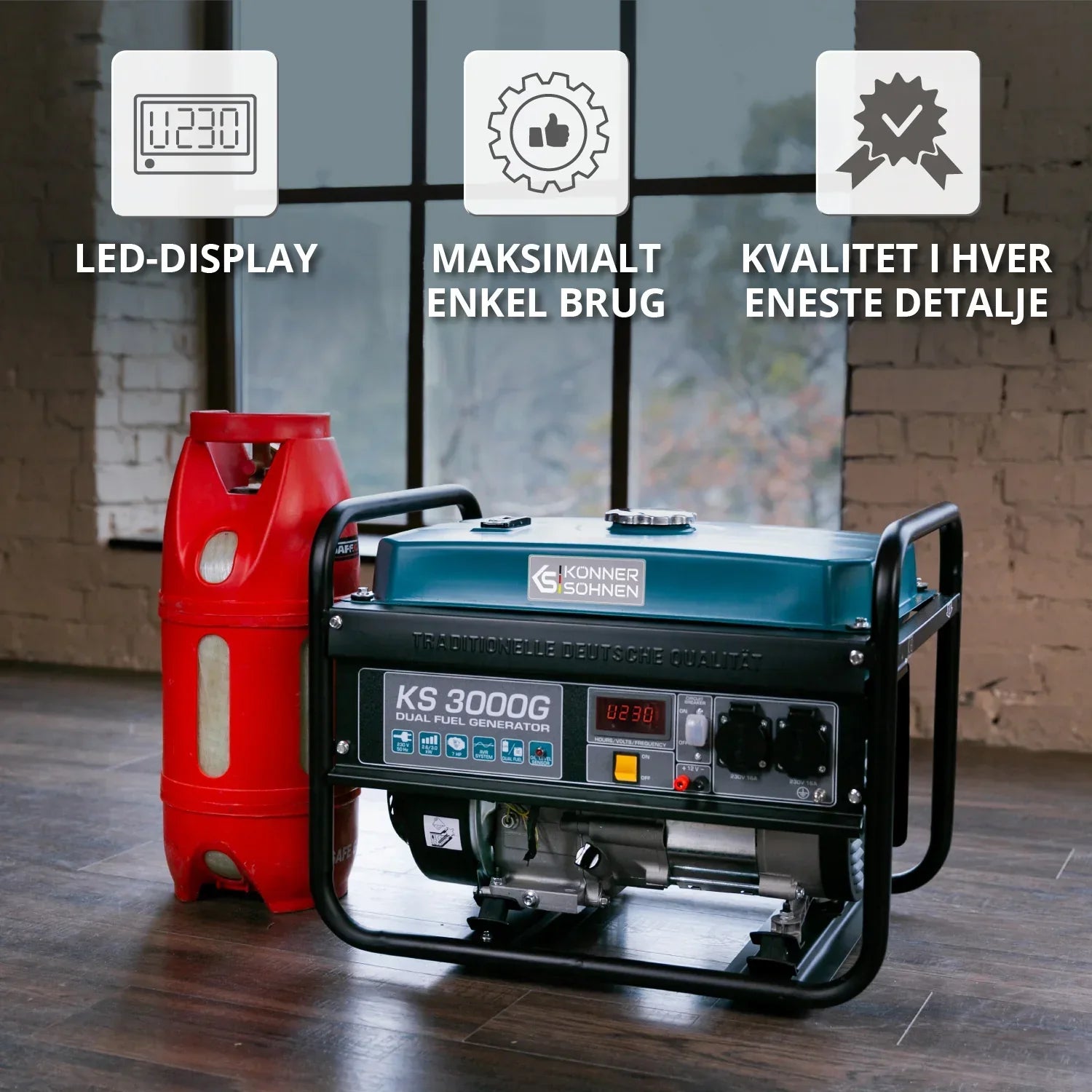Könner & Söhnen KS 3000G – 3.0 kW LPG/Benzin Dual Fuel Generator - Sikshop