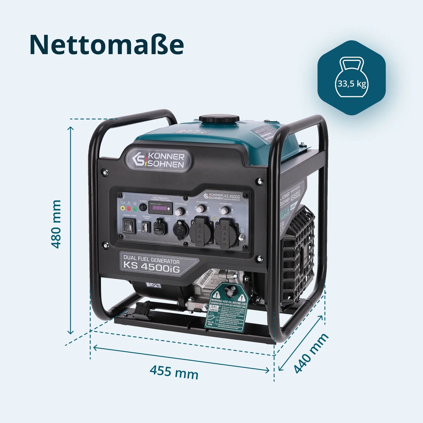 Könner & Söhnen KS 4500iG – Dobbeltbrændstof Inverter Generator med Ren Sinusbølge
