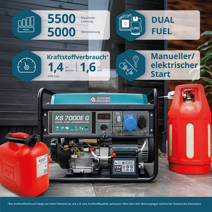 Könner & Söhnen KS 7000E G – LPG/Benzin Dual Fuel Generator (5,5 kW) - Sikshop