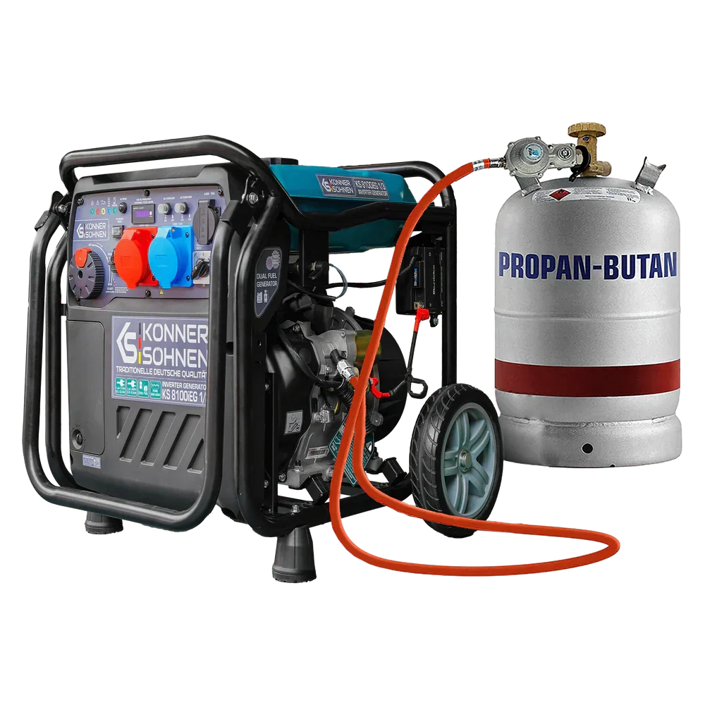 Könner & Söhnen KS 8100iEG 1/3 – 8.5 kW LPG/Benzin Invertergenerator (1-faset & 3-faset) - Sikshop