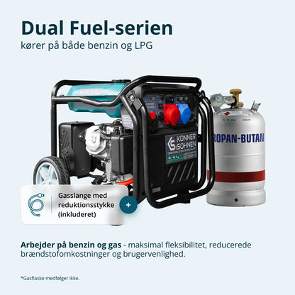 Könner & Söhnen KS 8100iEG 1/3 – 8.5 kW LPG/Benzin Invertergenerator (1-faset & 3-faset) - Sikshop