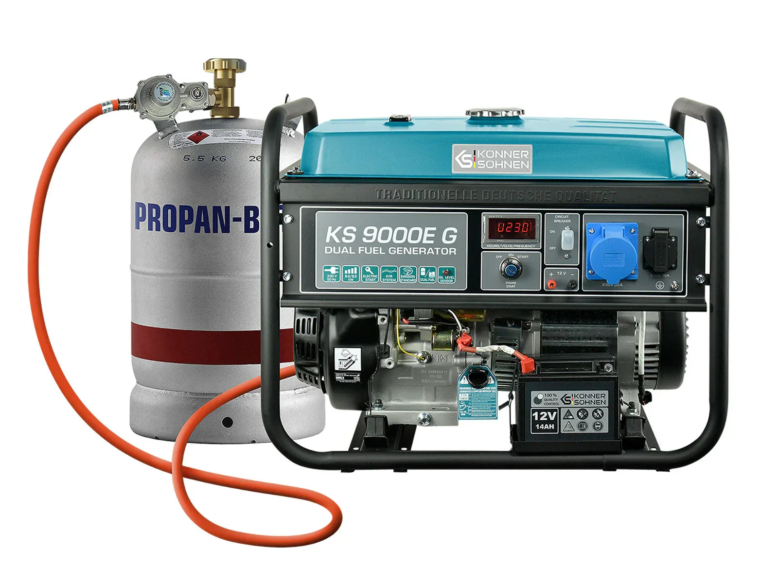 Könner & Söhnen KS 9000E G – Kraftfuld 6,5 kW LPG/Benzin Dual Fuel Generator - Sikshop