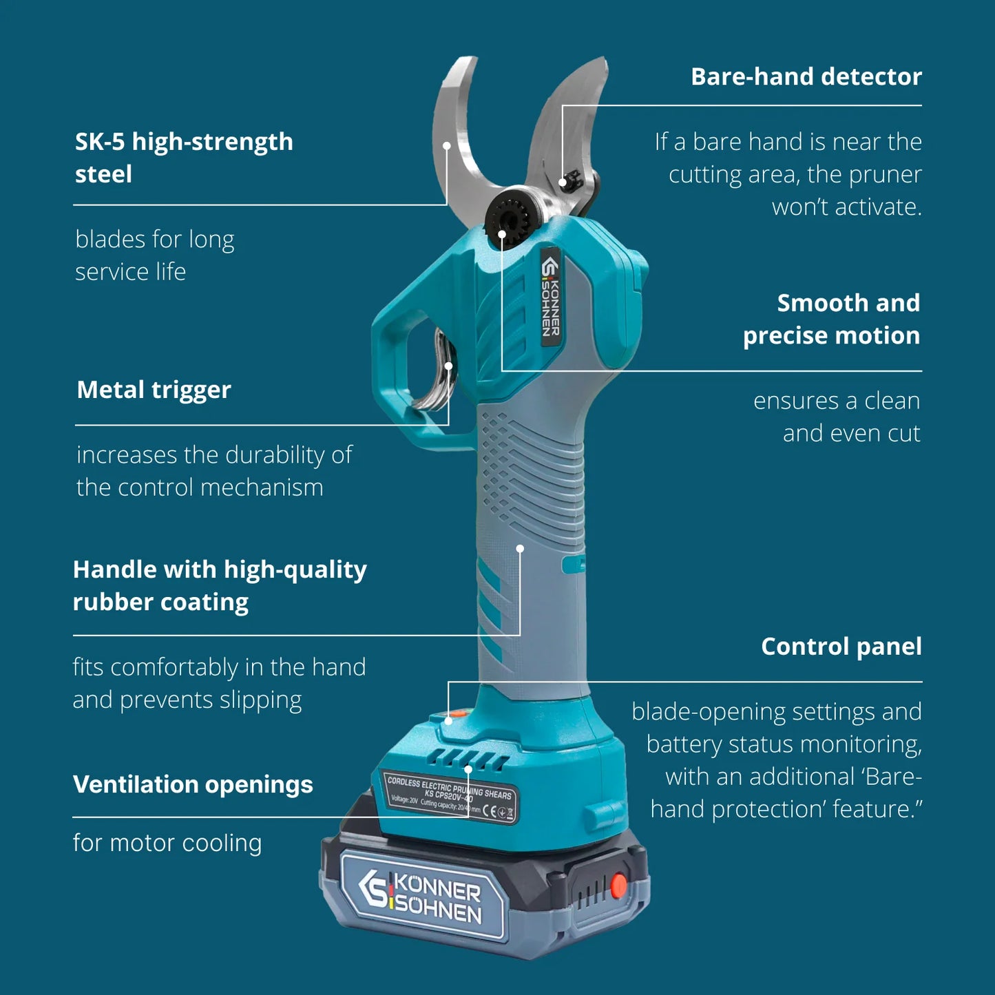 Ledningsfri Elektrisk Grensaks KS CPS20V-40 Case - Sikshop